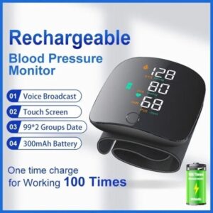 USB Rechargeable LED Wrist Blood Pressure and Heart Rate Monitor with Voice